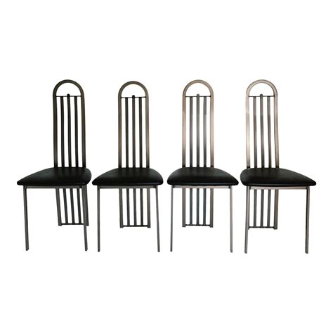 metal and fabric dining chairs|high back metal dining chairs.